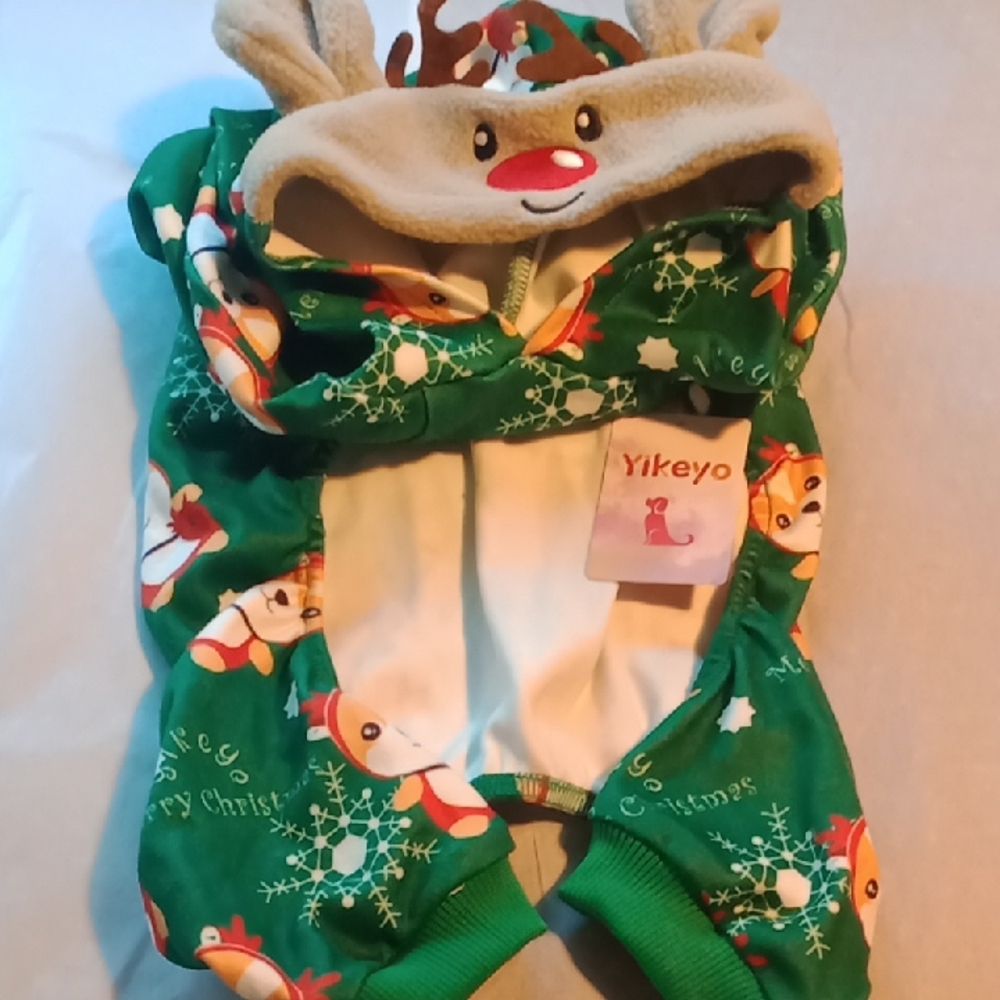 Green Reindeer Dog Hoodie